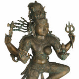 Bronze Big Ardhanarishvara Idol – Panchaloha Ardhanari Statue, Spiritual Shiva-Parvati Murti, 43 Inch, Brown, 1 Piece