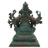 Handcrafted Panchaloha Ganesha with Siddhi and Buddhi | Riddhi Siddhi Ganapati | Chola Bronze Vinayaka Murti for Home & Temple Décor,Brown, 9.5 Inch, 1 Piece