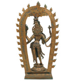 Bronze Ardhanarishvara Vigraha – Panchaloha Ardhanari Idol, Ardha Nariswara Silai, Shiva Parvati Murti Statue, Brown, 19 Inch, 1 Piece