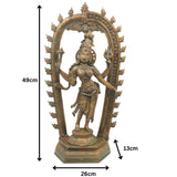 Bronze Ardhanarishvara Vigraha – Panchaloha Ardhanari Idol, Ardha Nariswara Silai, Shiva Parvati Murti Statue, Brown, 19 Inch, 1 Piece