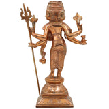 Handcrafted Panchaloha Bronze Dattatreya Idol | Trimurti Datta, Gurudev Datta, Avadhuta Datta Chola Art Sculpture for Home Temple & Pooja, Gold,13inch,1pice