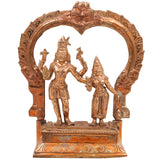 Handcrafted Bronze Panchaloha Shiva Parvathi Idol – Uma Maheshwara Ardhanarishvara Hara Gauri Chola Art Murti for Temple & Home Decor, gold ,7inch ,1pice