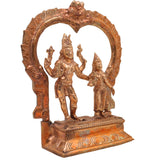 Handcrafted Bronze Panchaloha Shiva Parvathi Idol – Uma Maheshwara Ardhanarishvara Hara Gauri Chola Art Murti for Temple & Home Decor, gold ,7inch ,1pice