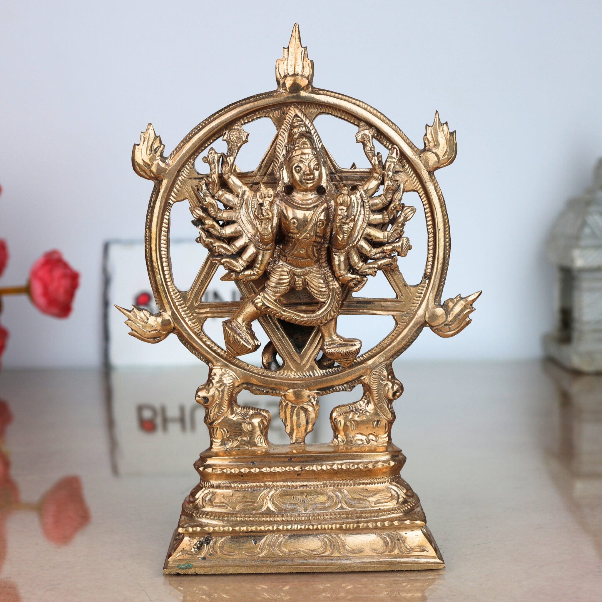 Handcrafted Bronze Chakrathalwar Sudarshanar Panchaloha Idol