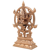 Handcrafted Bronze Chakrathalwar Sudarshanar Panchaloha Idol | Sudarshana Perumal Chakra Narayana Vishnu Murti | Traditional Chola Art Hindu God Statue for Puja & Home Decor,Gold,7Inch,1pice