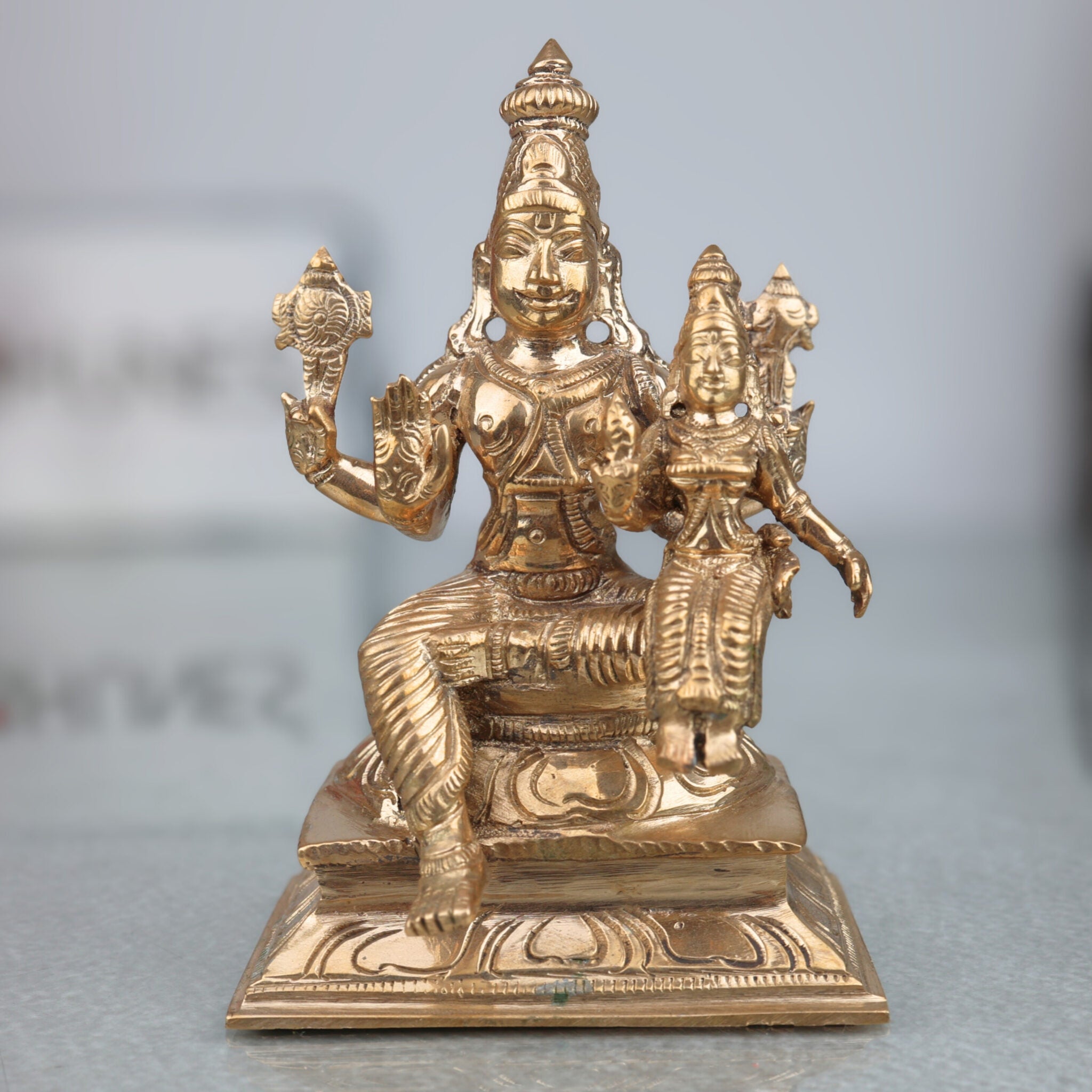 Handcrafted Panchaloha Bronze Vishnu Lakshmi Idol