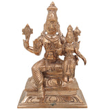 Handcrafted Panchaloha Bronze Vishnu Lakshmi Idol | Lakshmi Narayan Murti for Temple | Traditional Brass Lakshmi Narayan Statue,gold, 5Inch, 1pice