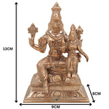 Handcrafted Panchaloha Bronze Vishnu Lakshmi Idol | Lakshmi Narayan Murti for Temple | Traditional Brass Lakshmi Narayan Statue,gold, 5Inch, 1pice
