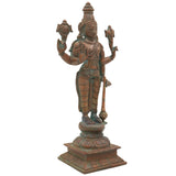 Handcrafted Panchaloha Bronze Vishnu Idol | Traditional Narayana Murti for Temple & Home Pooja | Artisan Made Vishnu Statue with Shilpa Shastras,Brown,9Inch,1pice