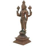 Handcrafted Panchaloha Bronze Vishnu Idol | Traditional Narayana Murti for Temple & Home Pooja | Artisan Made Vishnu Statue with Shilpa Shastras,Brown,9Inch,1pice