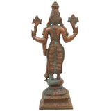 Handcrafted Panchaloha Bronze Vishnu Idol | Traditional Narayana Murti for Temple & Home Pooja | Artisan Made Vishnu Statue with Shilpa Shastras,Brown,9Inch,1pice