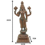 Handcrafted Panchaloha Bronze Vishnu Idol | Traditional Narayana Murti for Temple & Home Pooja | Artisan Made Vishnu Statue with Shilpa Shastras,Brown,9Inch,1pice