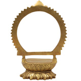 Bhunes Brass Chowki with Prabhavali, Handmade Deity Stand, Temple Singhasan, Peetha Bajot for Idols, Pooja Mandir Platform, Shinghashan with Arch, Gold, 10.5 Inch, 1 Piece
