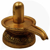 Handcrafted Brass Shiva Lingam Idol, Shivling Shivalingam Jyotirlinga Banalinga Narmada Lingam Mahalingam for Home Temple Puja Decor,Gold, 3 Inch, 1 Piece