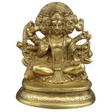 Panchmukhi Hanuman Brass Idol | Bajrang Bali Anjaneya Vayuputra Murti for Home Temple Pooja Decor,Gold, 6.5 Inch, 1 Piece