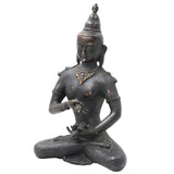 Brass Lokeshwar Buddha Idol | Avalokiteshvara Murti | Bodhisattva of Compassion Statue | Antique Peetal Vigraha for Home, Temple & Office Decor,Black, 13 Inch, 1 Piece