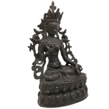 Tibetan Tara Maa Brass Idol – Green Tara, White Tara, Jetsun Dolma Murti, Handmade Brass Statue for Home, Temple & Puja Decor,Black, 13.5 Inch, 1 Piece