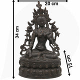 Tibetan Tara Maa Brass Idol – Green Tara, White Tara, Jetsun Dolma Murti, Handmade Brass Statue for Home, Temple & Puja Decor,Black, 13.5 Inch, 1 Piece