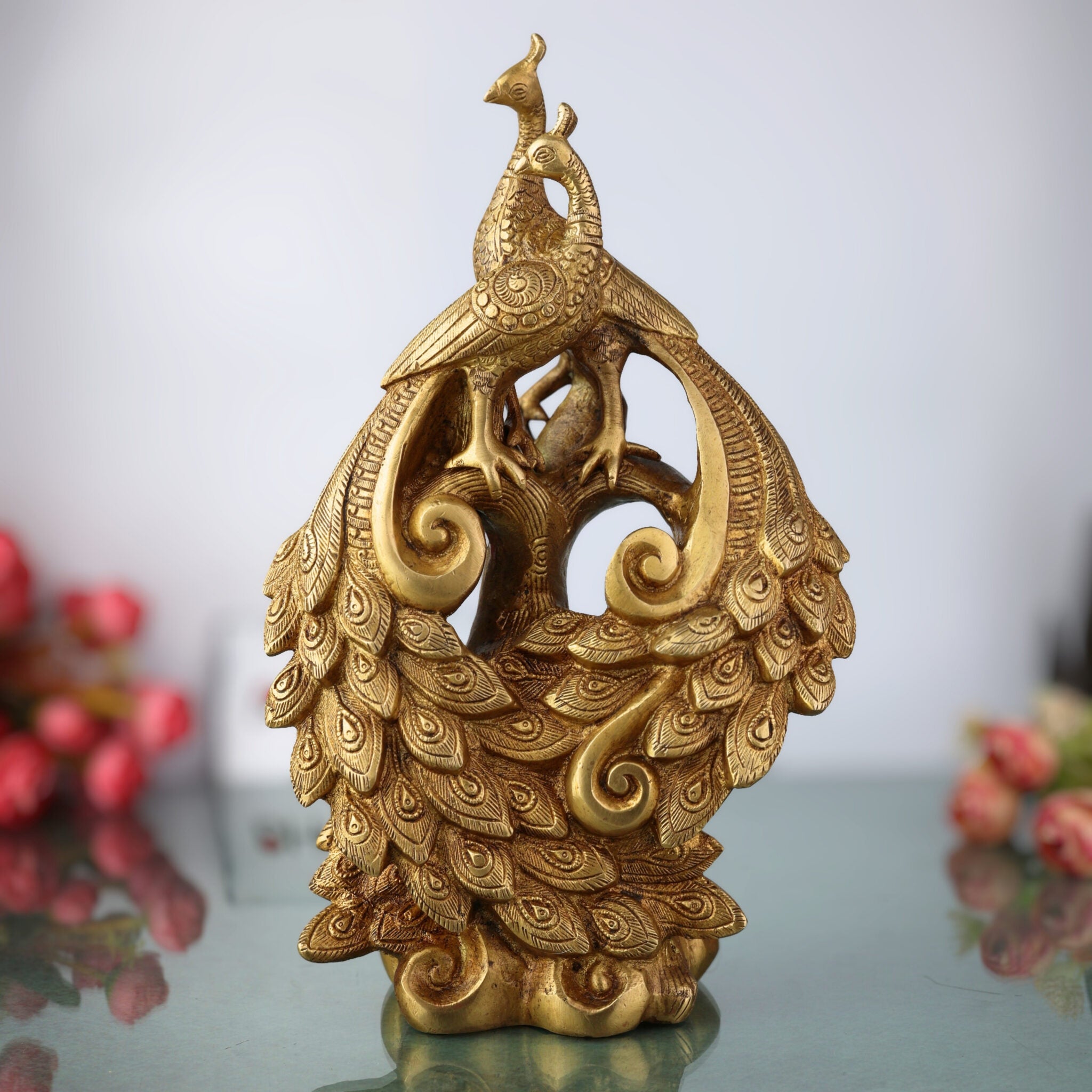 Brass Peacock Idol