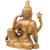 Brass Lokeshwar Buddha Idol, Avalokiteshvara Murti, Bodhisattva of Compassion Vigraha, Home & Temple Decor Statue, Peetal / Ashtadhatu Showpiece for Pooja and Gifts,Gold, 9.5 Inch, 1 Piece