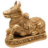 Handmade Brass Nandi Idol – Nandikeshwara Basava Statue, Shiva’s Bull Figurine for Home, Temple & Puja Decor,Gold, 6.5 Inch, 1 Piece