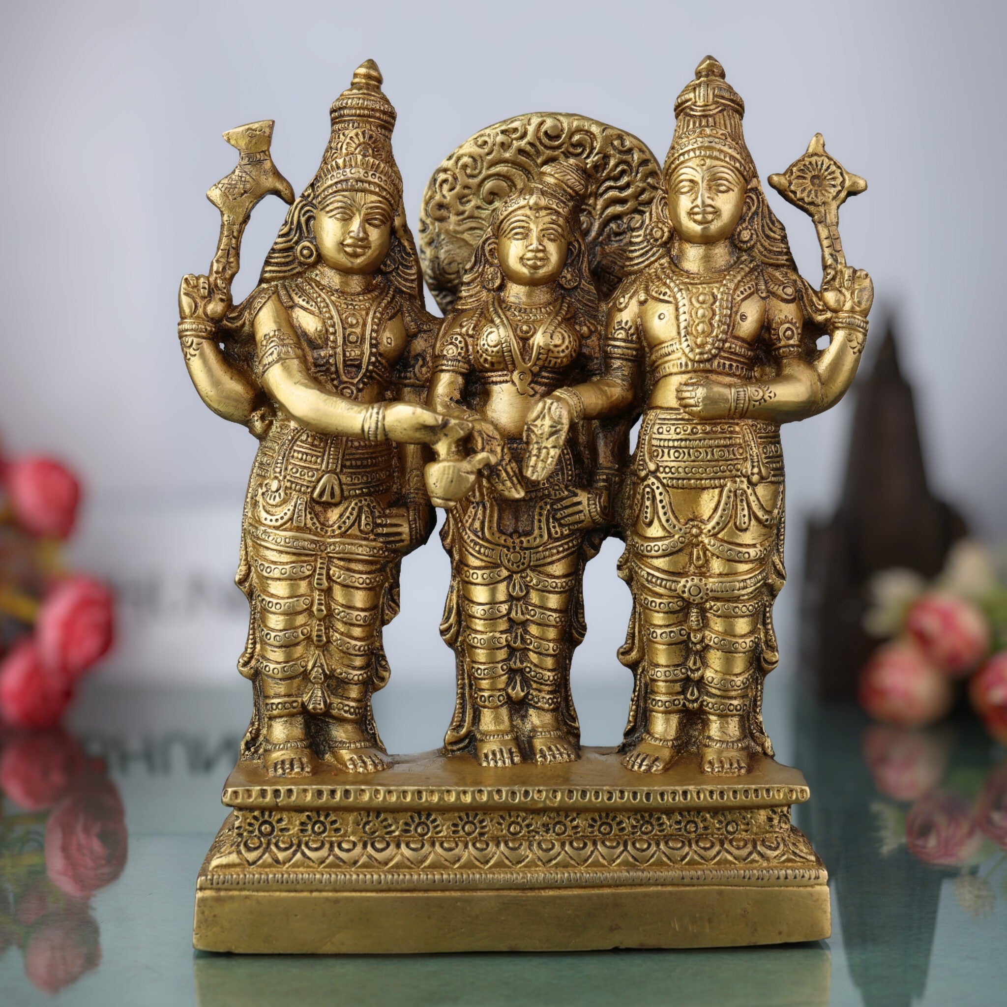 Brass Srinivasa Kalyanam Idol | Venkateswara Balaji Tirupati Kalyanotsavam Statue | Vishnu Narayan Perumal Marriage Murti for Home Temple & Puja