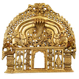 Brass Prabhavali Idol | Prabhavalli Temple Arch Frame | Mandala & Kirtimukha Halo for Murti | Decorative Brass Aura / Idol Backplate | Pooja Room & Home Temple Decor,Gold, 8 Inch, 1 Piece