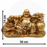 Brass Laughing Buddha Idol | Kubera Statue of Wealth, Prosperity & Good Fortune | Feng Shui Vastu Pooja Murti for Home Decor & Gifts,Gold, 5.5 Inch, 1 Piece