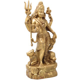 Brass Lord Ardhanarishvara Statue – Handmade Divine Home Decor, Gold, 13 Inch, 1 Piece