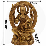 Brass Shiva With Ganesh Idol | Handcrafted Shiv Ganesh Murti, Mahadev With Vinayaka Statue, Bholenath With Ganpati Figurine, Shiv Parvati Ganesh Pital Moorti For Home, Temple & Gifting,Gold, 12 Inch, 1 Piece