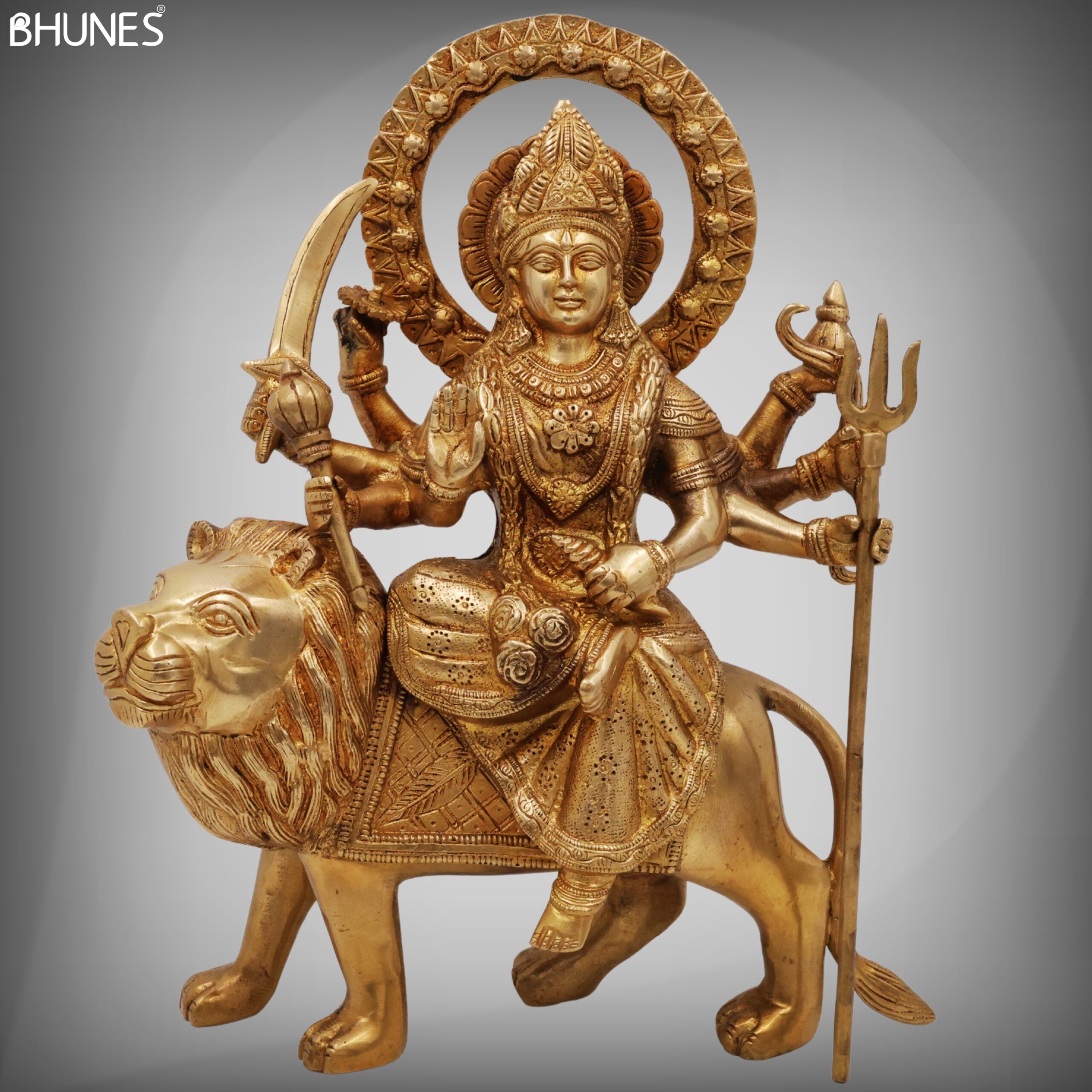 Brass Durga Idol | Mahishasura Mardini Maa Durga Murti | Handcrafted Peetal Shakti Statue for Home Temple, Navratri Pooja & Gifts