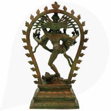 Brass Nataraja Idol In Antique Look, Shiva Natraj Statue, Dancing Nataraj, Hindu Dance God,Brown, 18.5 Inch, 1 Piece
