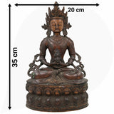 Brass Lokeshwar Buddha Idol – Avalokiteshvara Murti, Bodhisattva of Compassion Statue for Home, Temple, Puja, Office Decor & Spiritual Gifts,Brown, 14 Inch, 1 Piece