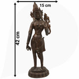 Tibetan Tara Maa Brass Idol – Green & White Tara Statue, Jetsun Dolma Murti, Arya Tara Sculpture for Home, Temple & Puja Decor,Brown, 17 Inch, 1 Piece