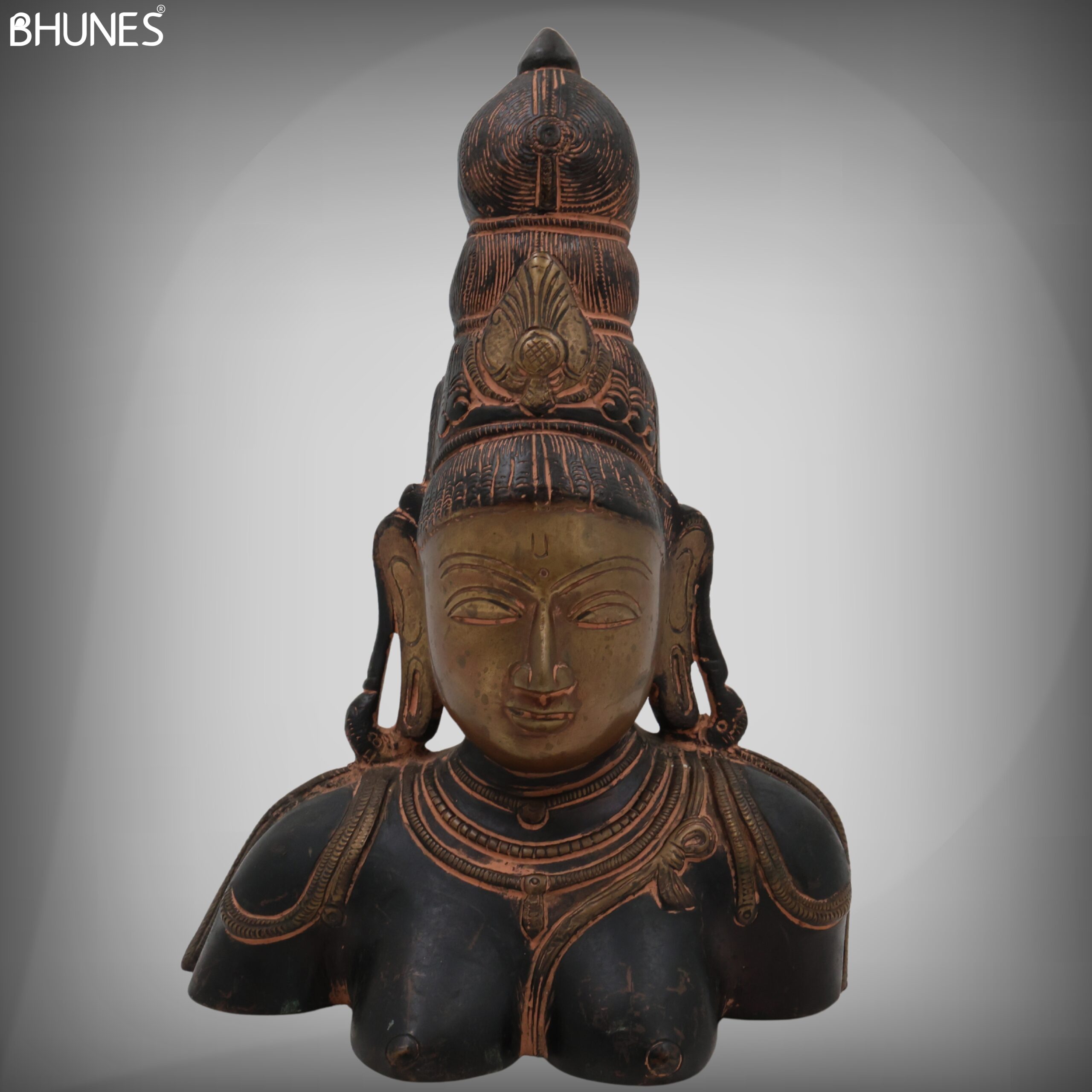 Brass Parvati Face Idol – Gauri Uma Devi Head Murti for Pooja, Home Temple & Spiritual Decor