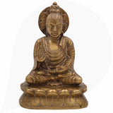 Brass Buddha Idol, Meditating Buddha Statue, Dhyana Buddha Murti, Gautama Buddha Figurine, Handcrafted Indian Buddha Sculpture for Home, Temple & Office Decor,Brown, 6.5 Inch, 1 Piece