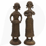 Brass Musical Lady Idol, Sangeetika Raga Woman, Surili Geetika Songstress, Folk Musician Decor Set Of 2 Showpiece, Brown, 3.5 Inch, 1 Piece