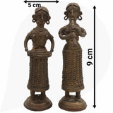 Brass Musical Lady Idol, Sangeetika Raga Woman, Surili Geetika Songstress, Folk Musician Decor Set Of 2 Showpiece, Brown, 3.5 Inch, 1 Piece