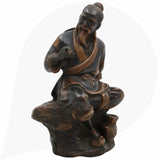 Brass Chinese Taoist Idol, Handcrafted Daoist Monk Statue,Taoist Master Brass Figurine, Spiritual Chinese Daoist Priest Sculpture, Black, 7.5 Inch, 1 Piece