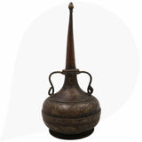 Antique Brass Oil Lamp, Kerala Nilavilakku Deepam,Traditional Pital Peetal Diya, Handcrafted Vintage Temple Deepam, Black, 14 Inch, 1 Piece