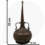 Antique Brass Oil Lamp, Kerala Nilavilakku Deepam,Traditional Pital Peetal Diya, Handcrafted Vintage Temple Deepam, Black, 14 Inch, 1 Piece