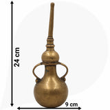 Antique Brass Oil Lamp, Traditional Kerala Nilavilakku Deepam, Handcrafted Peetal Pital Diya for Home Decor, Gold, 9.5 Inch, 1 Piece