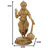 Brass Hanuman Idol for Pooja – Small Maruti Bajrang Bali Statue | Anjaneya Vayuputra Kesari Nandan Murti for Home Temple & Gift (5cm, Peetal),Gold, 2 Inch, 1 Piece