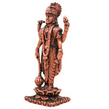 Copper Vishnu Antique Idol, Lord Narayan Statue , Sri Vishnu Ji Murti,Brown, 3 Inch, 1 Piece