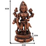 Copper Kal Bhairav Idol, Handmade Tamra Kala Bhairava Murti, Kaal Bhairava Statue for Home Temple Pooja Decor, Brown, 2.5 Inch, 1 Piece