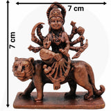 Handcrafted Copper Mahishasura Mardini Idol,Tamra Durga Devi Chamundeshwari Moorti, Tamraloha Durga Statue for Pooja, Home Temple & Navratri Decor, Brown, 3 Inch, 1 Piece