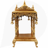 Bhunes Brass Temple Mandir – Handmade Pooja Mandap for Home, Religious Decor, Puja Room, Brass Mandir for Pooja Decoration & Gifts, Gold, 21 Inch, 1 Piece