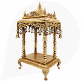 Bhunes Brass Temple Mandir – Handmade Pooja Mandap for Home, Religious Decor, Puja Room, Brass Mandir for Pooja Decoration & Gifts, Gold, 21 Inch, 1 Piece