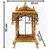 Bhunes Brass Temple Mandir – Handmade Pooja Mandap for Home, Religious Decor, Puja Room, Brass Mandir for Pooja Decoration & Gifts, Gold, 21 Inch, 1 Piece