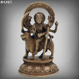 Brass Durga Idol – Mahishasura Mardini | Peetal Maa Durga Murti for Pooja Room, Navratri, Home Temple & Gifting